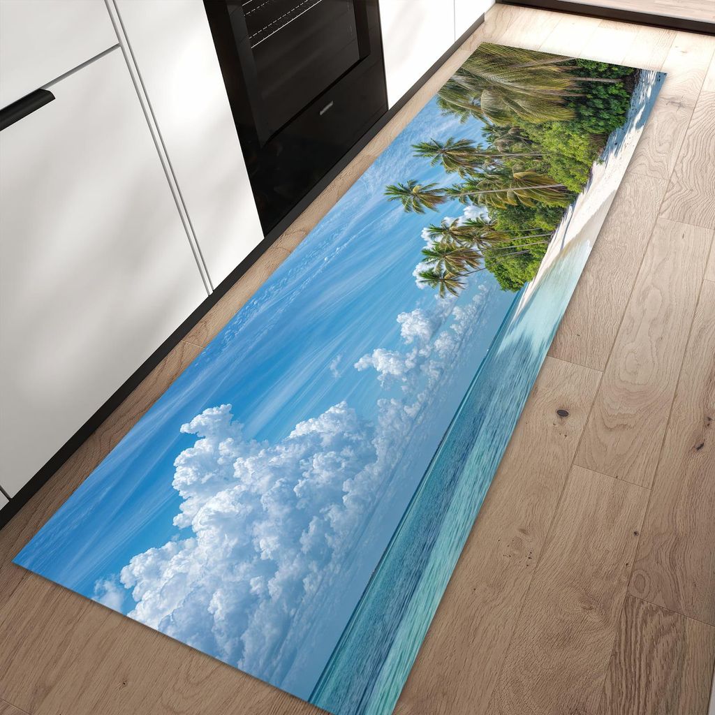 Küchenteppich 60x90cm rutschfest & abwischbar PVC Läufer - Strand von Tropischer