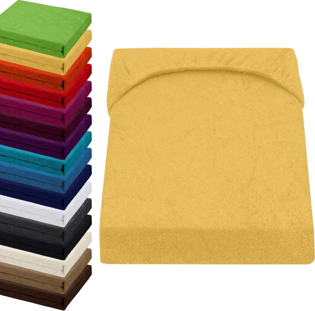 FROTTEE TOPPER Spannbettlaken 90x200-100x200cm Spannbetttuch für Boxspringbett-Topper Matratzen, Farbe: Gelb