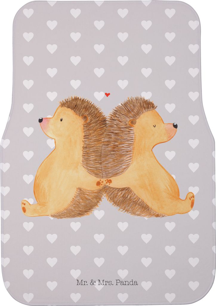 Mr. & Mrs. Panda Auto Teppich Igel händchenhaltend - Grau Pastell - Geschenk, Verknallt, Fahrzeugteppich, Fußmatte Fürs, Hochzeit, Love, Freundi...