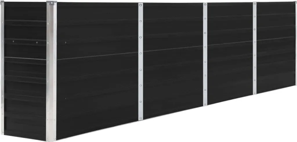 Jardinière potagère haute 320x40x77 cm en métal galvanisé anthracite