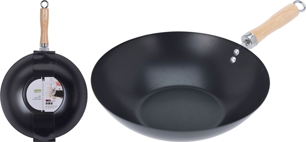 Excellent Houseware Wok Ø30cm Nepriľnavá čierna drevená Obrázok produktu 4