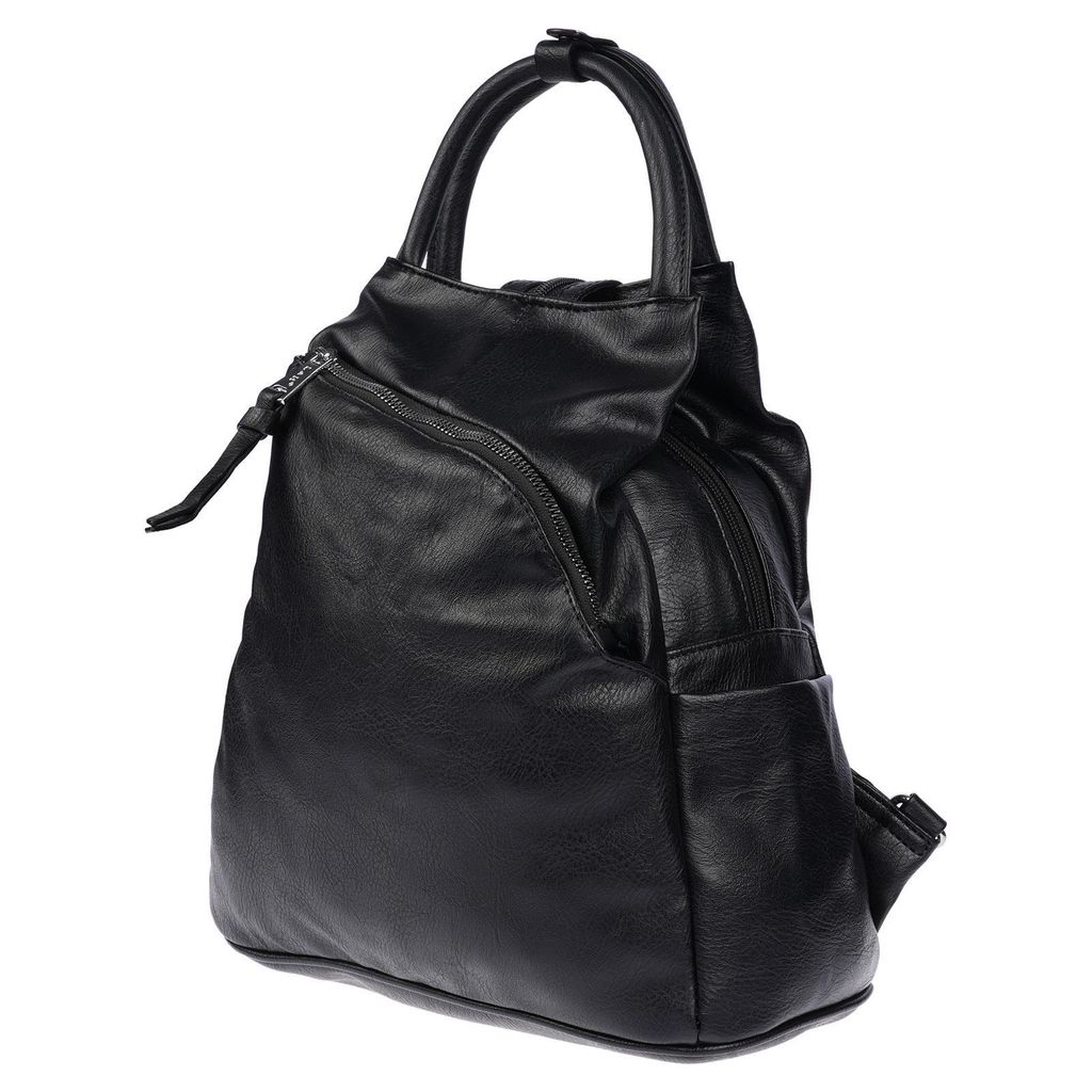 Großer Damen Rucksack Tasche Citybag Leder Optik Bodybag Schultertasche Shopper Schwarz