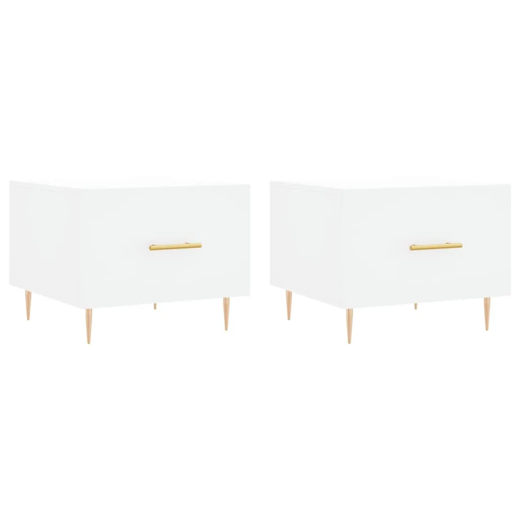 Tavolini Bassi Bianchi 2 pz Legno Composito 50x50 cm Design Moderno