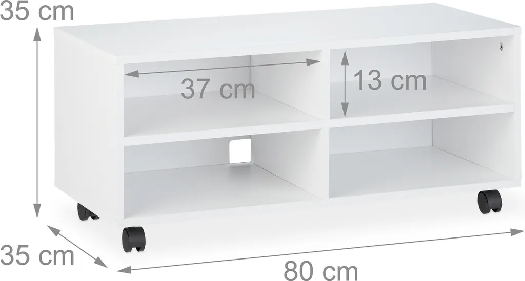 Meuble TV bas avec 4 niches de rangement et roulettes multidirection - 4