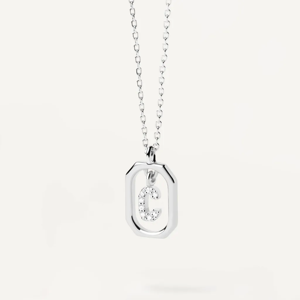 Collier Mini Letters PDPAOLA Argent Sterling Finition Rhodiée Brillante