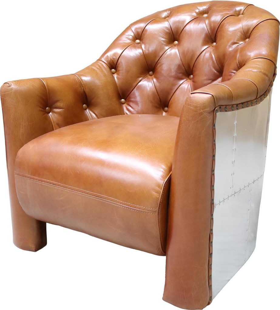 Ledersessel Flugzeug Design Clubsessel Leder Sessel Aviator Vintage Leder Neu