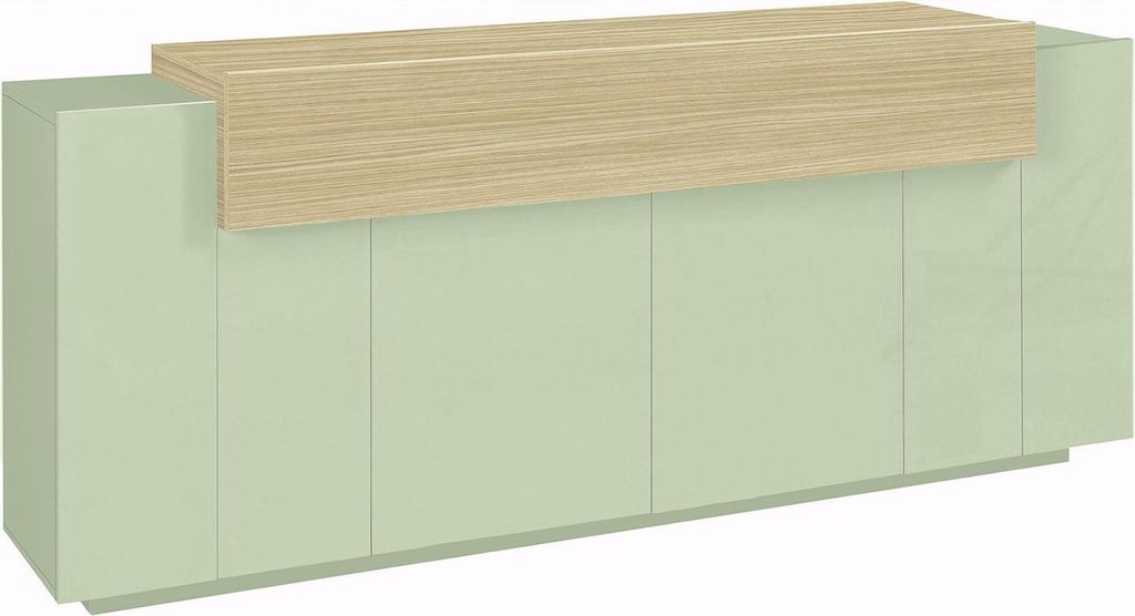 Dmora Anrichte Pulfero 200x45x85,5 cm Grün, 3 Böden Türen, Klappe