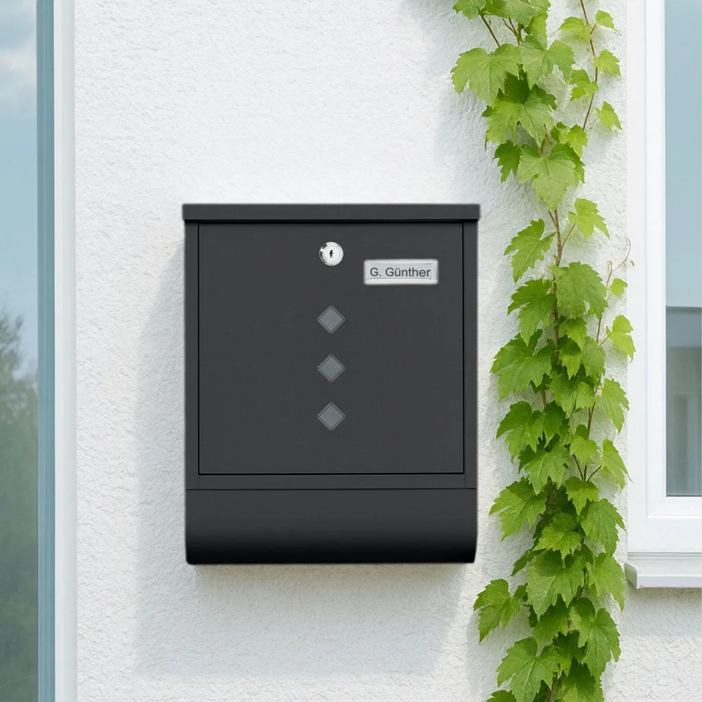 Boîte aux lettres murale design avec tube à journaux et revues intégré