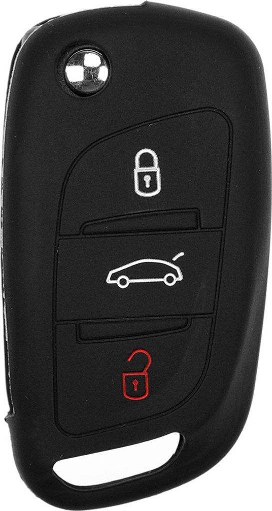 Auto Schlüssel Hülle Silikon Schutz Cover Schwarz kompatibel mit Citroen Berlingo C4 DS3 DS4 DS5 DS6 3 Tasten Klappschlüssel