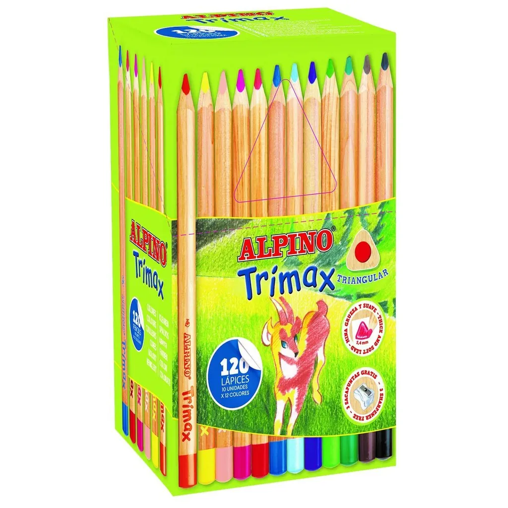 Crayons de couleur Alpino Trimax Coloré 120 pièces pour dessin créatif