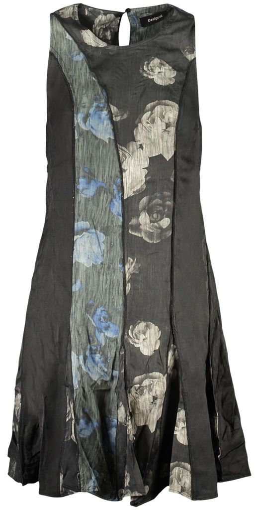 Stylisches Schwarzes Damenkleid mit Muster und Kontrastdetails