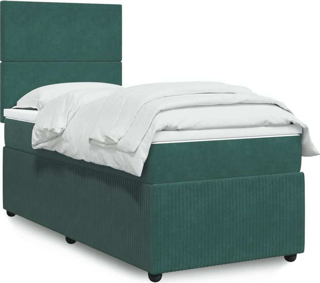 "2026 Promotion" Boxspringbett mit Matratze - Dunkelgrün 100x200 cm - Samt - Polsterbett CC15730