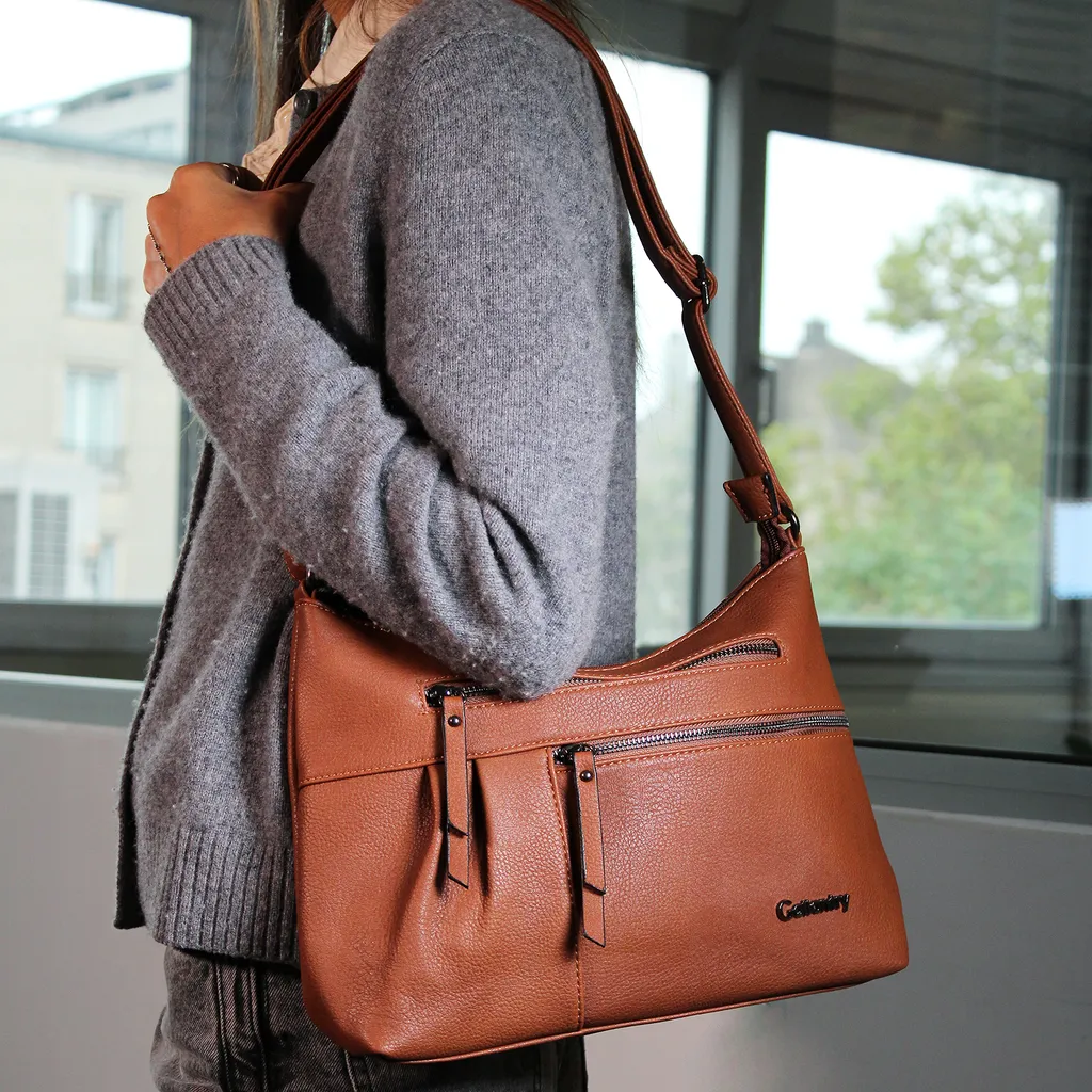 Gallantry, borsa a tracolla con diversi scomparti con zip, marrone - 6