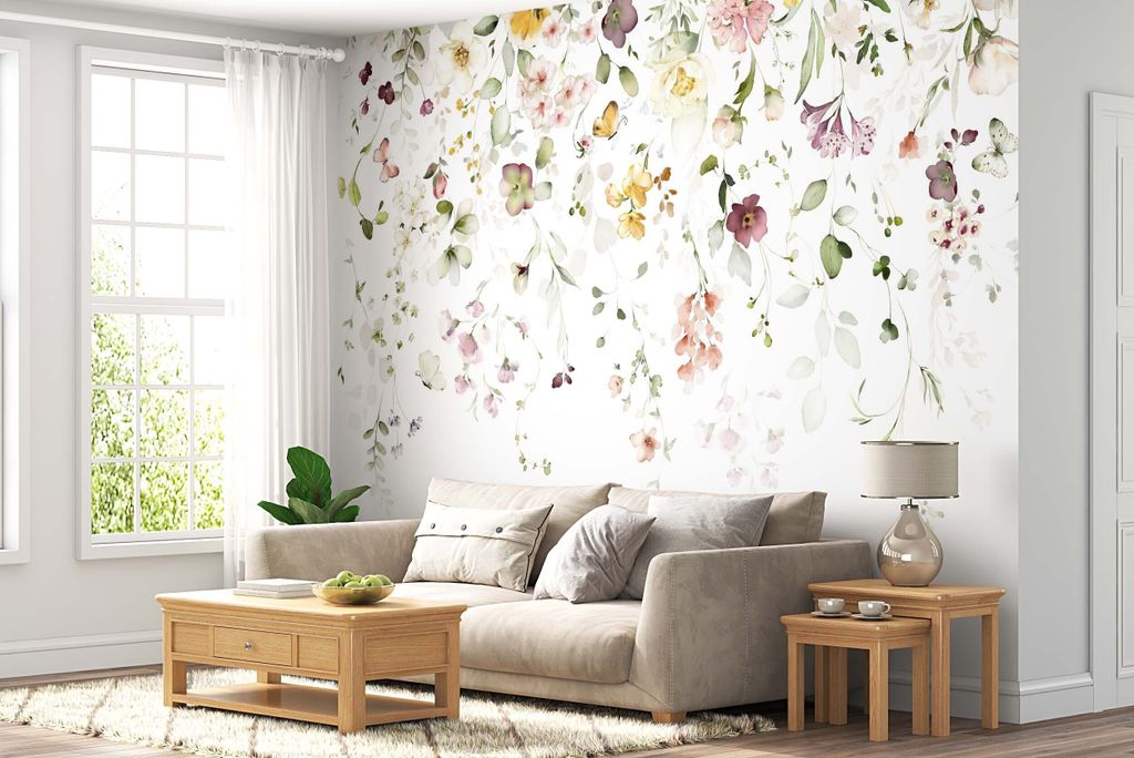 DECO WALLS Fototapete Kinderzimmer Kleine Blumen - Außergewöhnliche Haltbarkeit XXL 240x360 cm