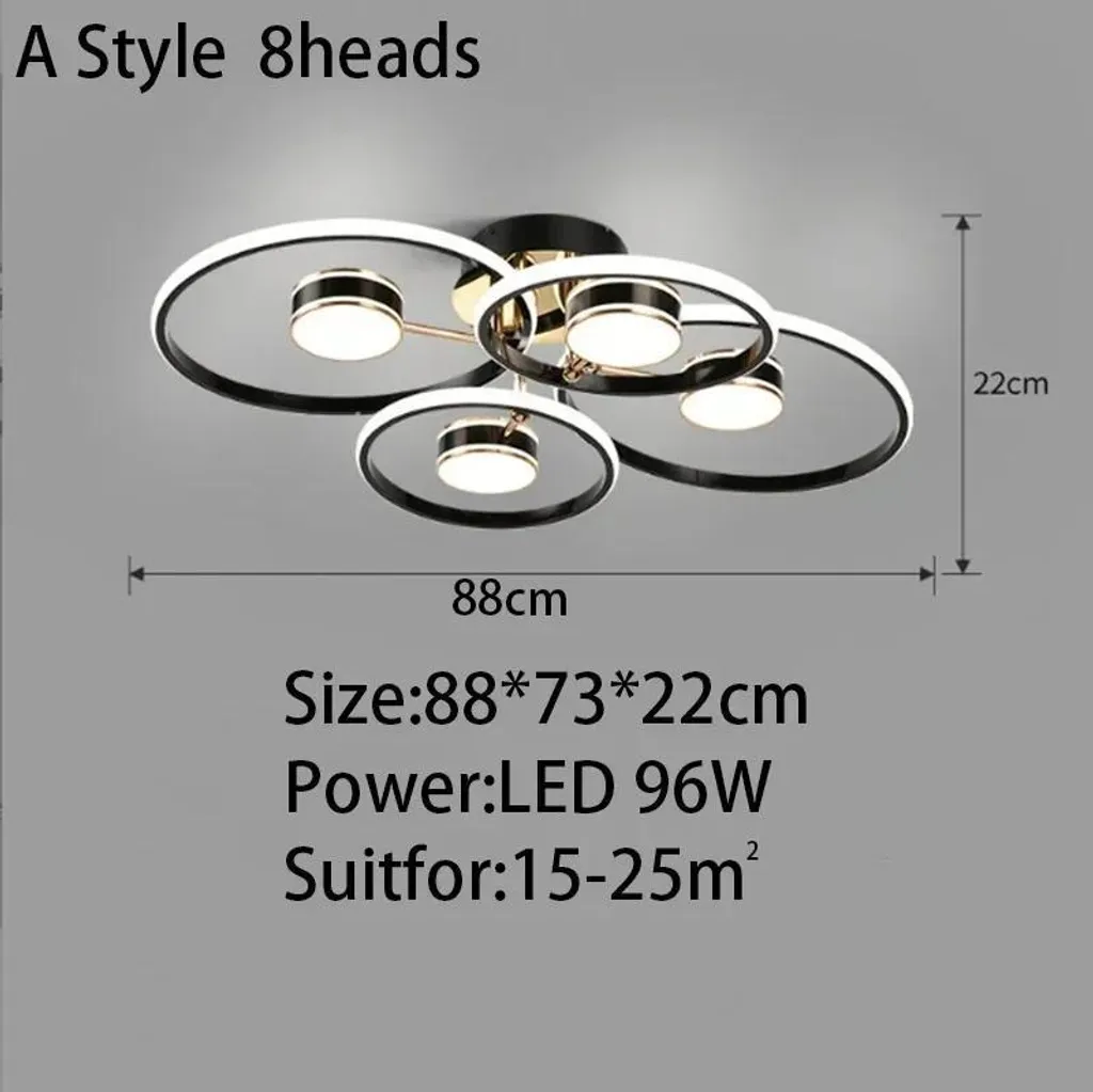 Luminaire Plafonnier Moderne Minimaliste 8 Têtes Dimmable Intérieur