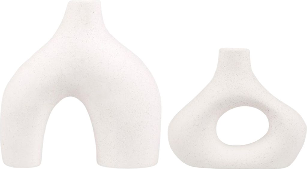 2-teilige Keramikvase, einzigartige Blumenvase mit unregelmäßiger Form, moderne Pflanzenvase für die Tischdekoration zu Hause
