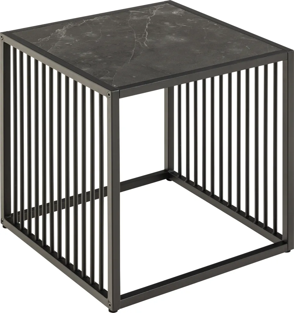 Petit bout de canapé Strington noir 40cm, table basse carrée de salon