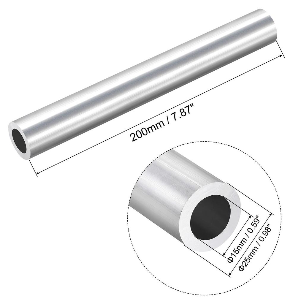 200mm Lange Alurohr 25mm Au?endurchmesser, 6063 Aluminium Rohr 15mm Innendurchmesser, Nahtlose Gerade Rundrohr Aluprofil Rohre fš¹r Industriebau ...