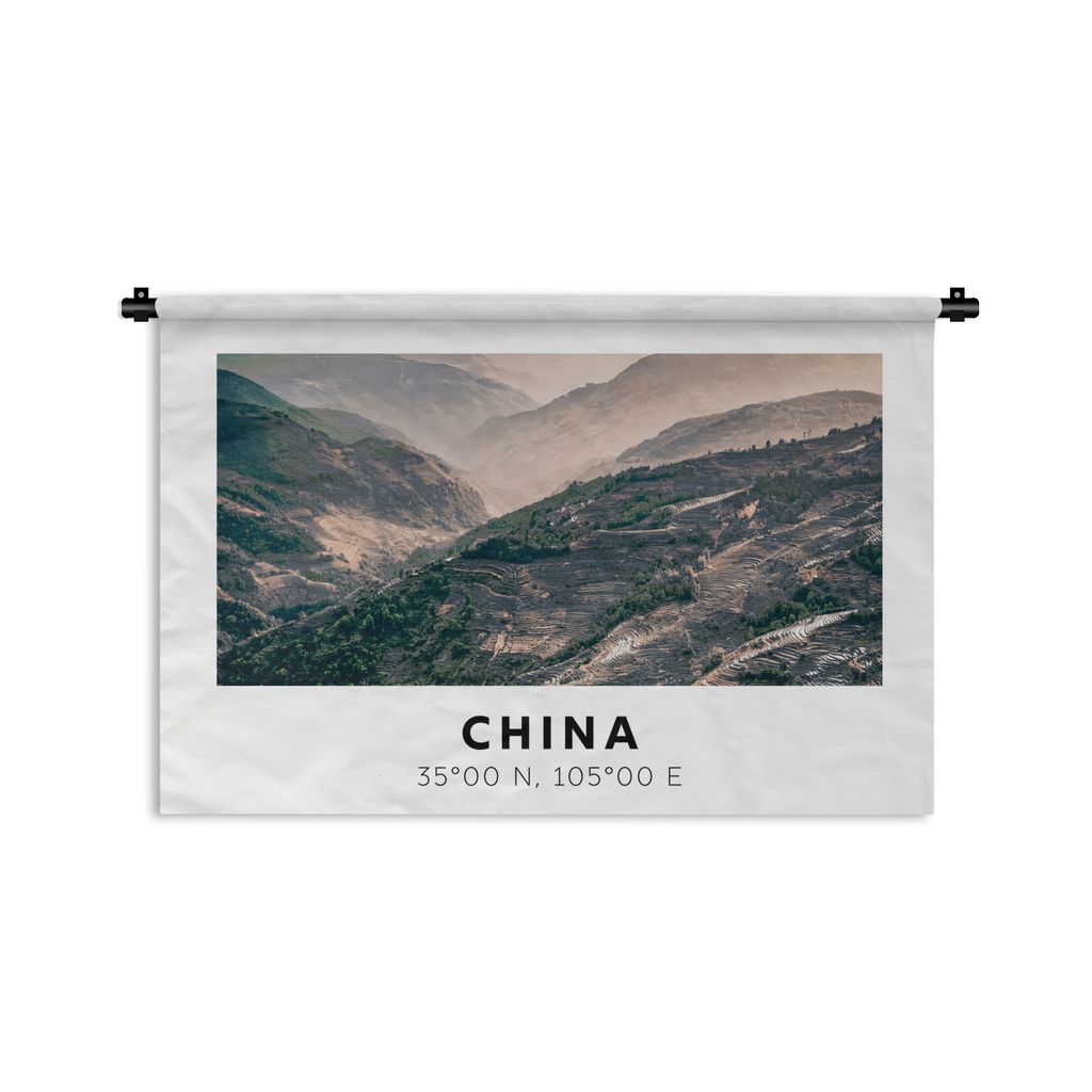 MuchoWow Wandteppich Wandbehang China - Berge - Asien 120x80 cm Tapisserie Dekoration Wandtuch - Wanddekorationen - Wandtücher
