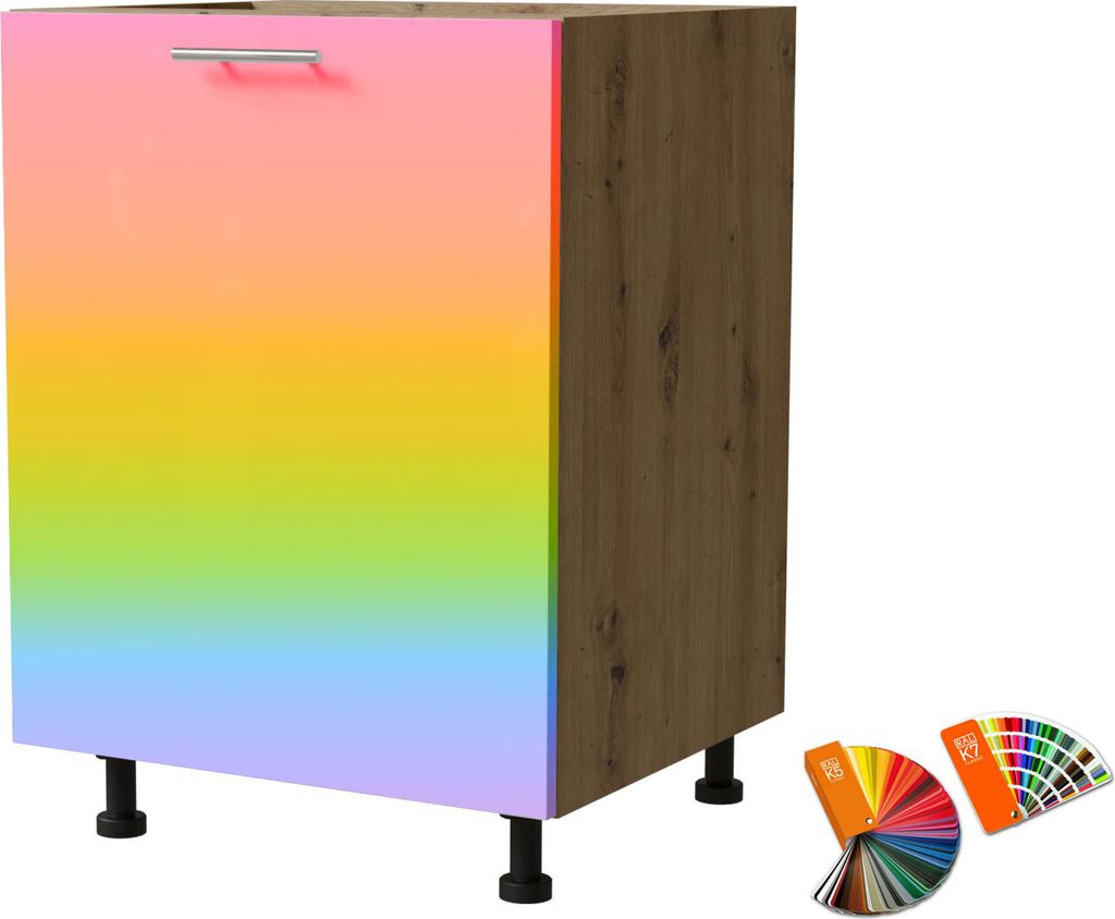 Küchenunterschrank BRERRA 60x82cm lackiert Farbe wählbar BR-D1D/60,RAL Wunschfarbe (K5 / K7),Eiche Artisan