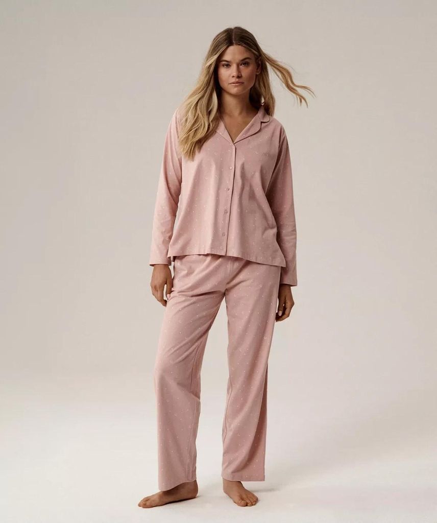 Damespyjama Atlantic, lange mouwen, 100% katoen, roze, maat Productafbeelding 