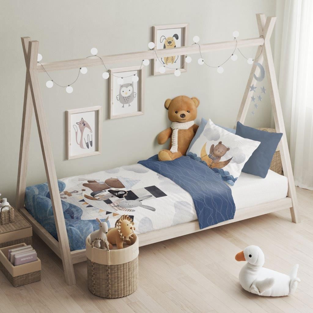Kinderbettwäsche Schiff bedruckt Garnitur 100x135 cm + Produktbild 