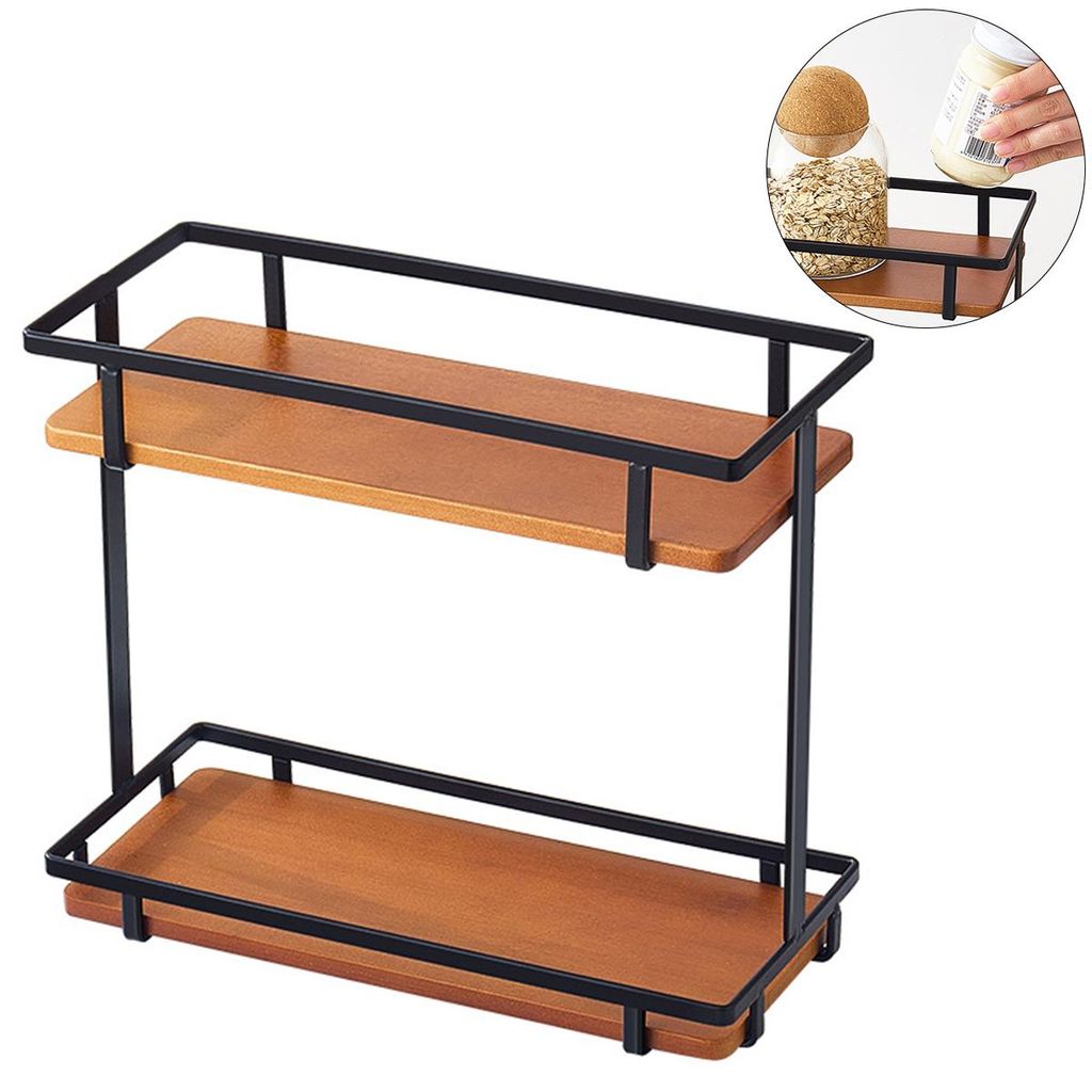 Küchenregale Gewürzregal 2 Etagen – Praktisches Schrankregal und Organizer, Stapelbares Gewürzregal für Küche, 28x12x24,5 cm