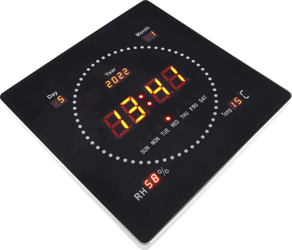Horloge murale numérique lumineuse LED avec calendrier grand format XL - 3