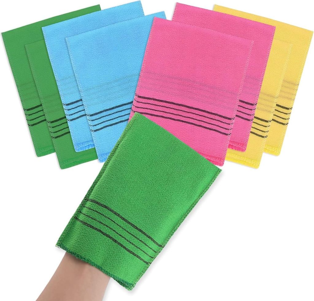 8Pcs Asiatischer Peeling-Waschlappen Peelinghandschuhe Produktbild 