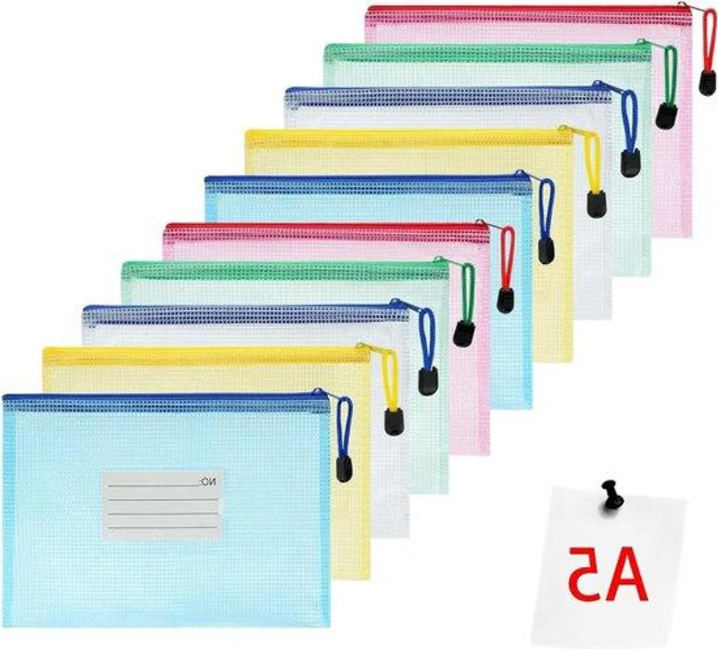 Pochette de rangement A5 transparente en lot de 10 pour accessoires