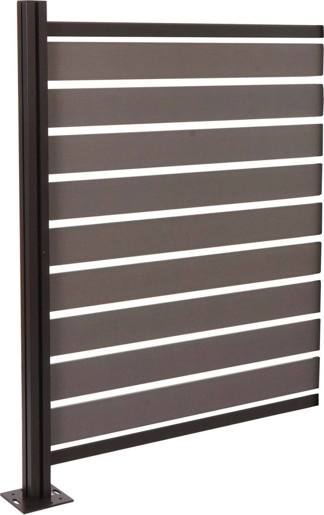 Alu Mülltonnen-Zaun HWC-K57, Erweiterungselement Mülltonnenverkleidung, Holzoptik erweiterbar 130x100x6cm grau