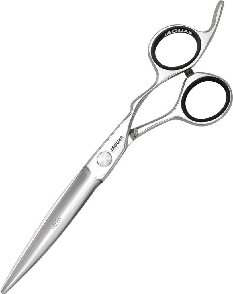 A pair of professional hairdressing scissors on a white background.