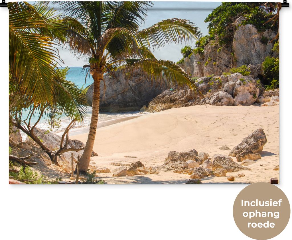 MuchoWow Wandteppich Wandbehang Tropischer Strand an der Riviera Maya bei Tulum in Mexiko 120x80 cm Tapisserie Dekoration Wandtuch - Wanddekorati...