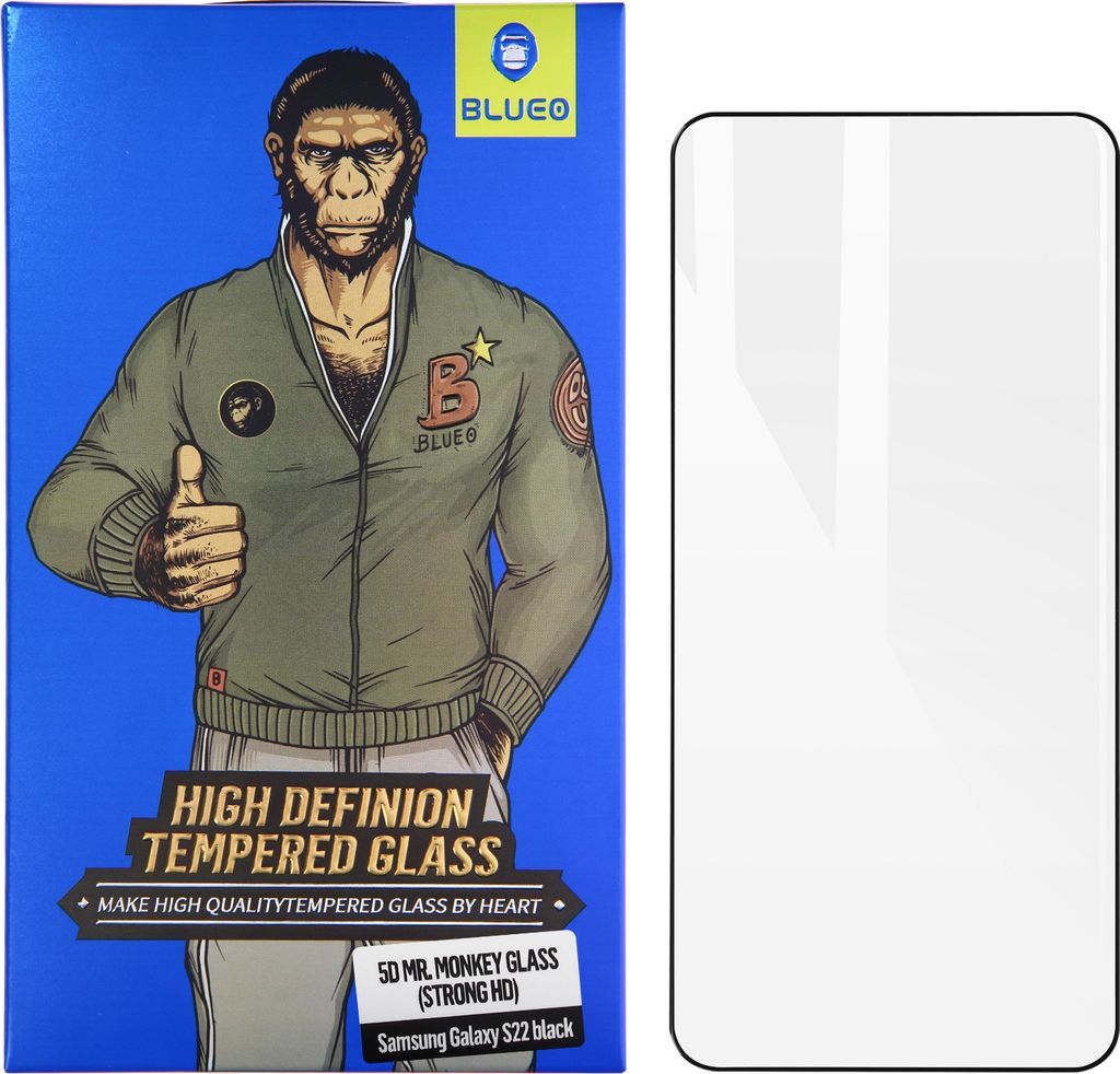 Samsung Galaxy S22 9H Bildschirmschutz aus Glas, Blueo - Rand Schwarz