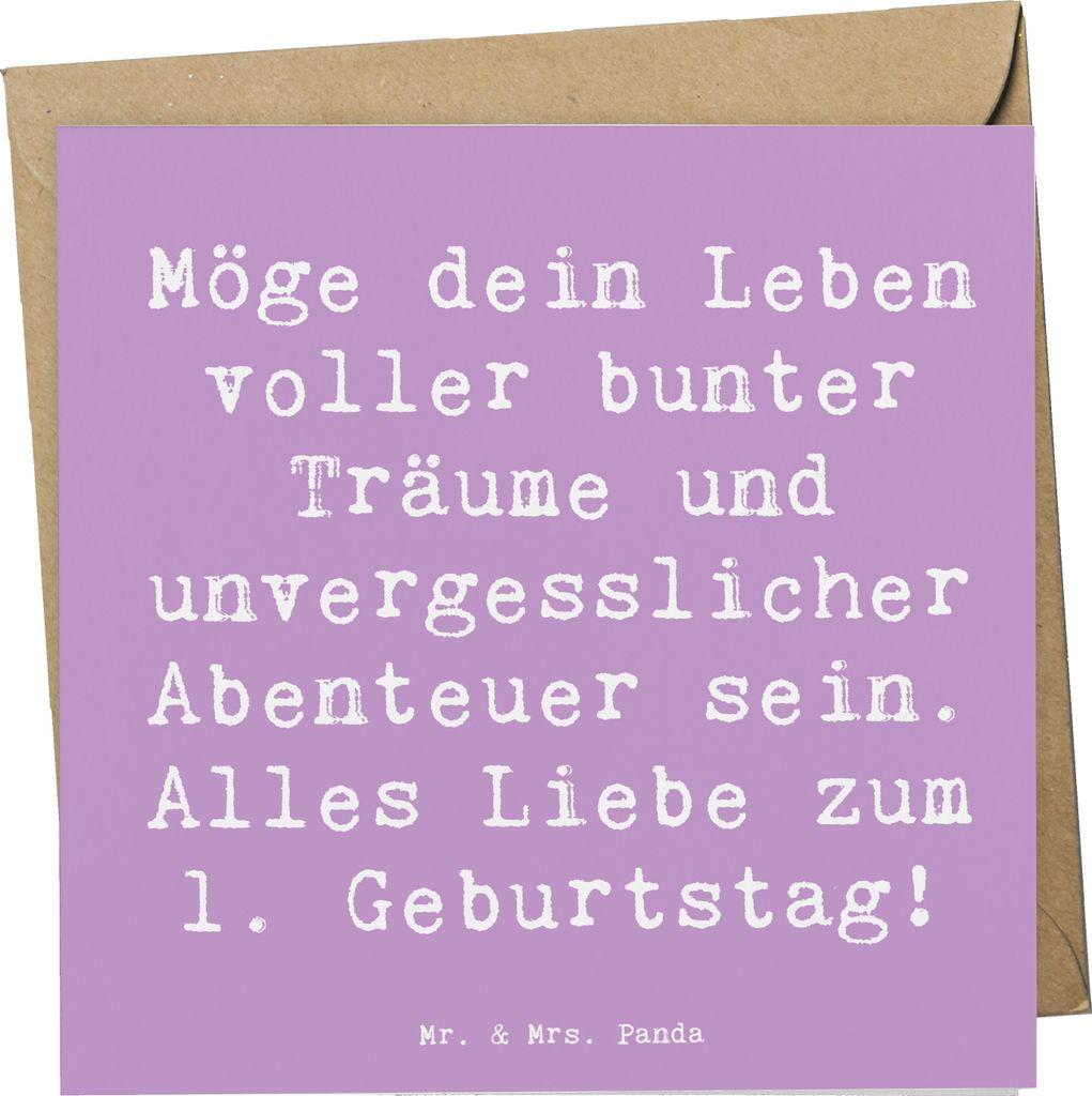 Mr. & Mrs. Panda Glückwunschkarte Spruch Alles Liebe zum 1. Geburtstag - Lavendeltraum - Geschenk, Kindergeburtstag, Klappkarte, faltkarte, doppel...