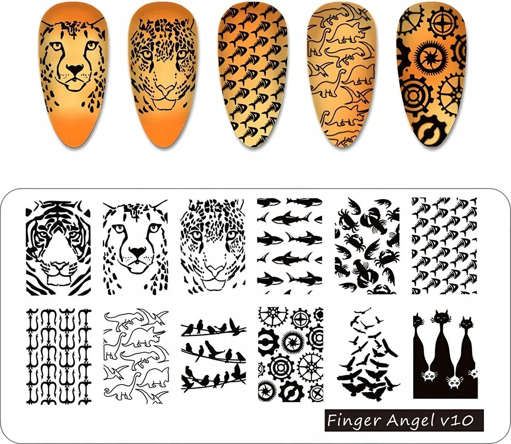 Piastra per timbri Finger Angel Nail Art - V10