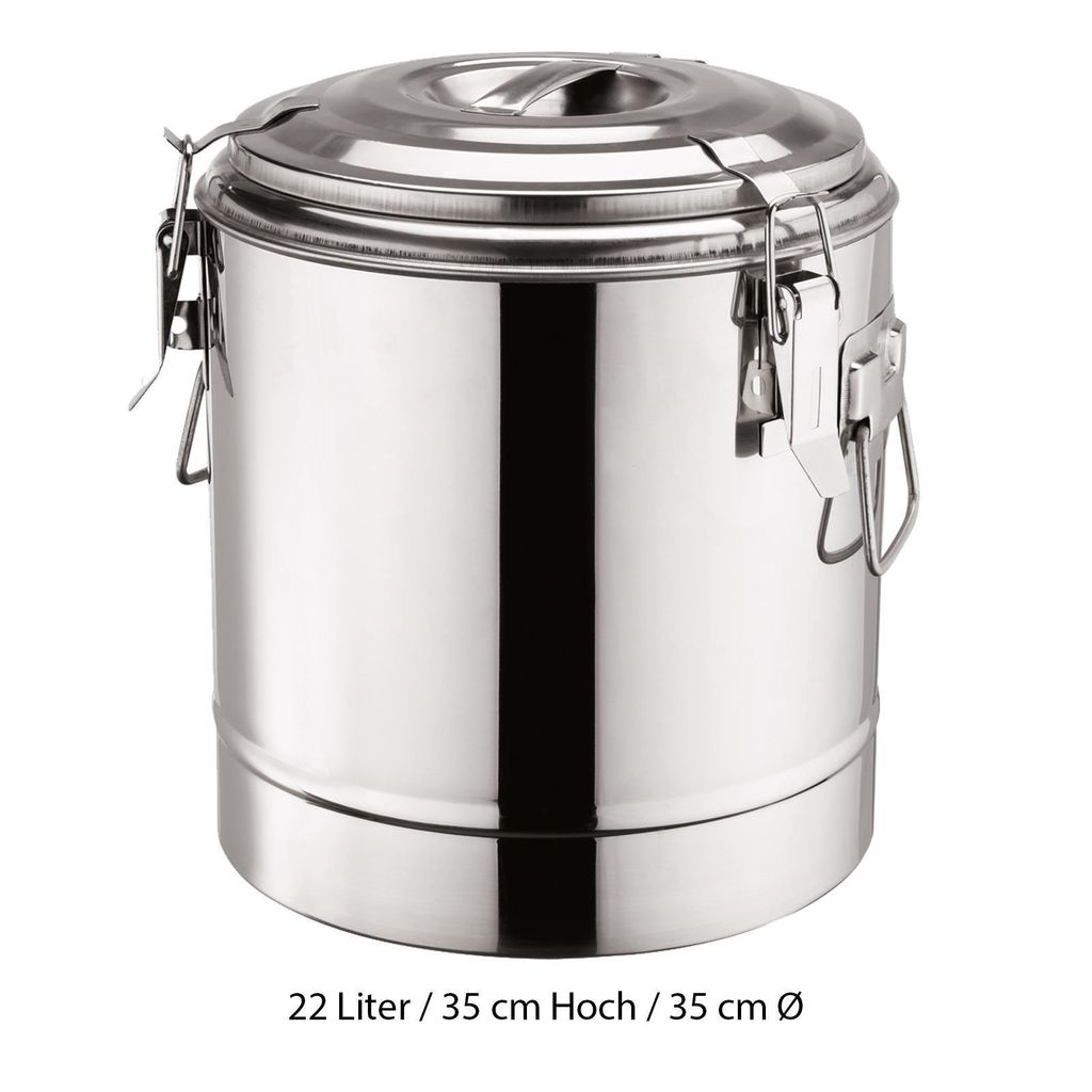 Doppelwandiger Thermospeisebehälter aus Edelstahl 22 Liter Produktbild 