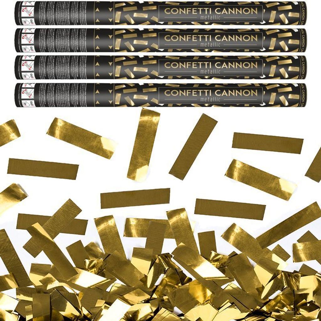 4 Konfettikanonen gold metallic 60 cm