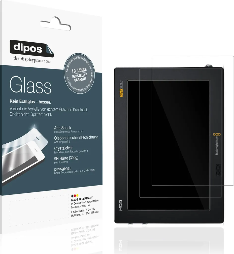 2x Protezione Display dipos Blackmagic Video Assist 12G HDR 9H