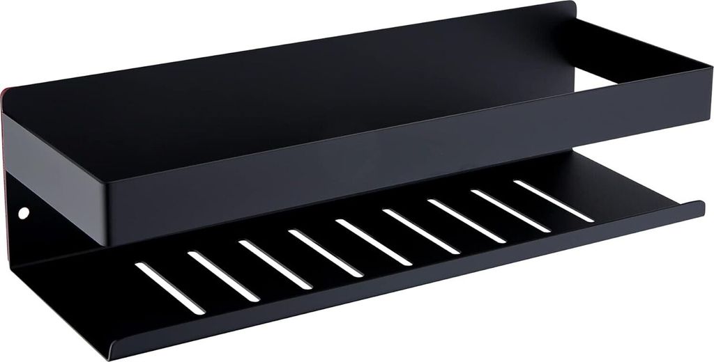 Duschablage ohne Bohren Matt Schwarz, Duschregal Wandmontage Edelstahl Rostfreier Duschkorb Badregal ohne Bohren, 30cm Selbstklebend Badezimmerrega...