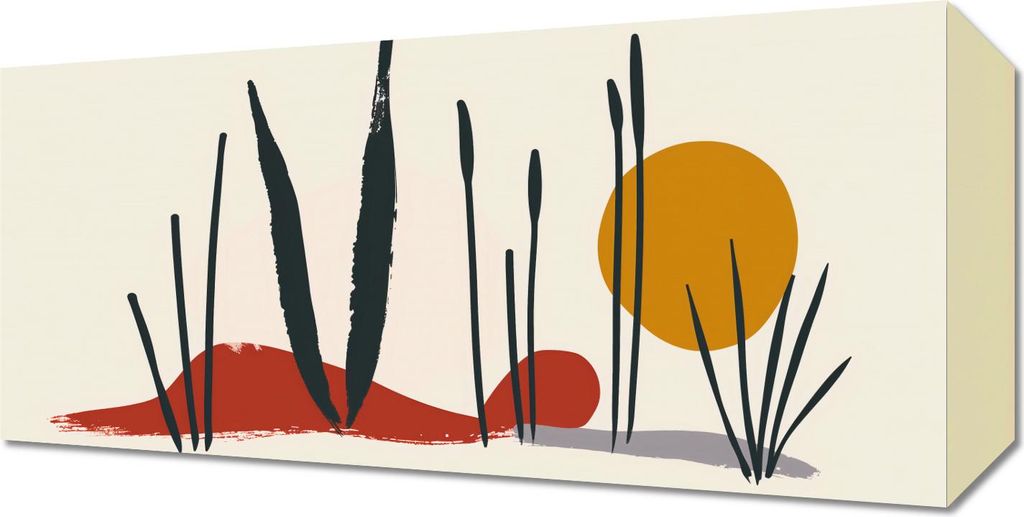 Bild 40x20cm Schilf beim Sonnenuntergang