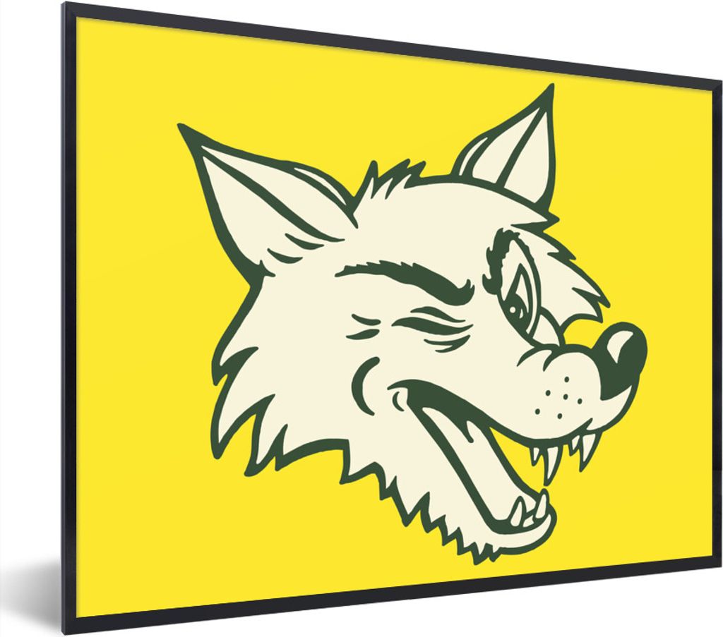 MuchoWow® Gerahmtes Poster Wolf - Gelb - Raubtier 80x60 cm Produktbild 