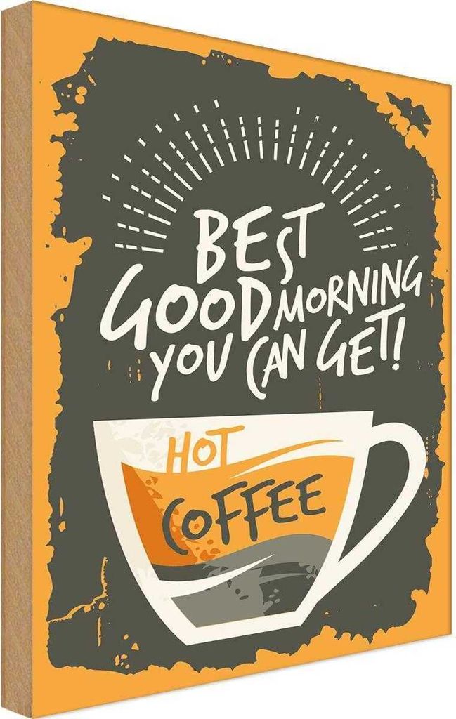 vianmo Holzschild 30x20 cm Kaffee best good morning hot Coffee Essen Trinken