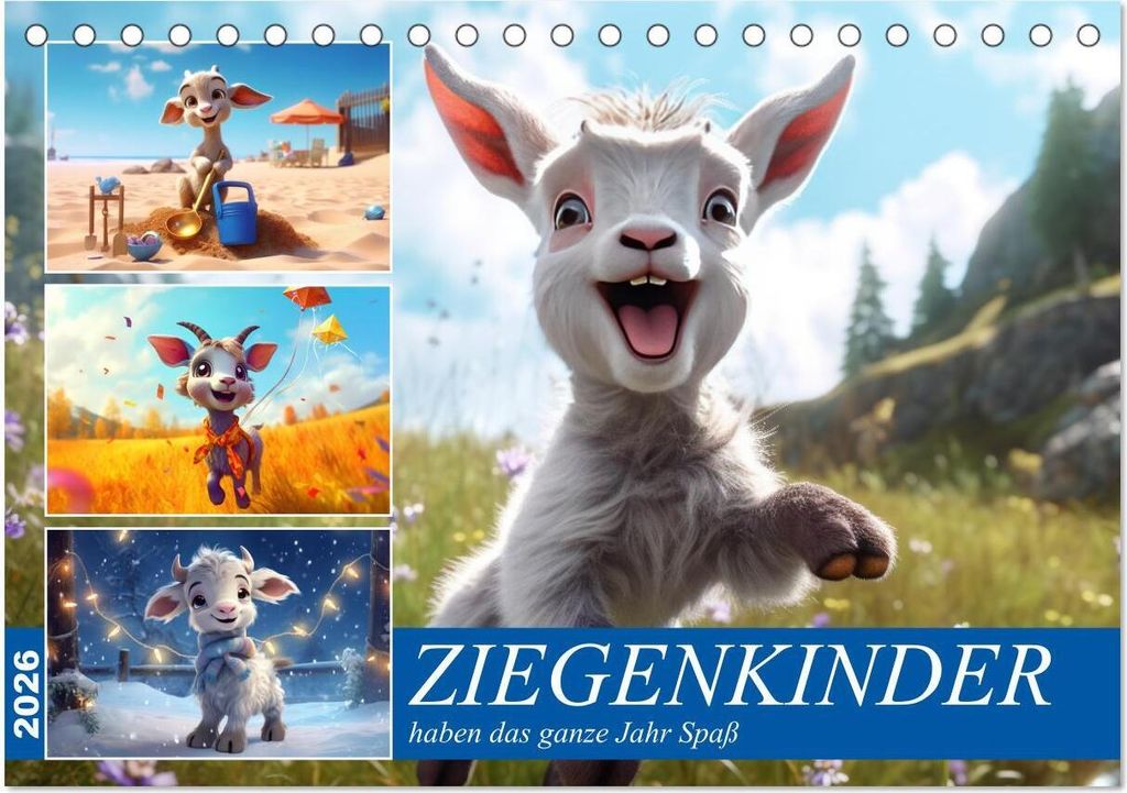 Ziegenkinder haben das ganze Jahr Spaß (Tischkalender 2026 DIN A5 quer), CALVENDO Monatskalender