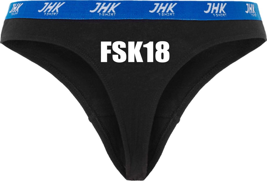 Damen Thong Slip - Boxer-0047-woman-black-v-L - schwarz - L - vorn - FSK18 - lustiges Motiv - Spruch - Unterwäsche - Unterhose - Freizeit - lustig