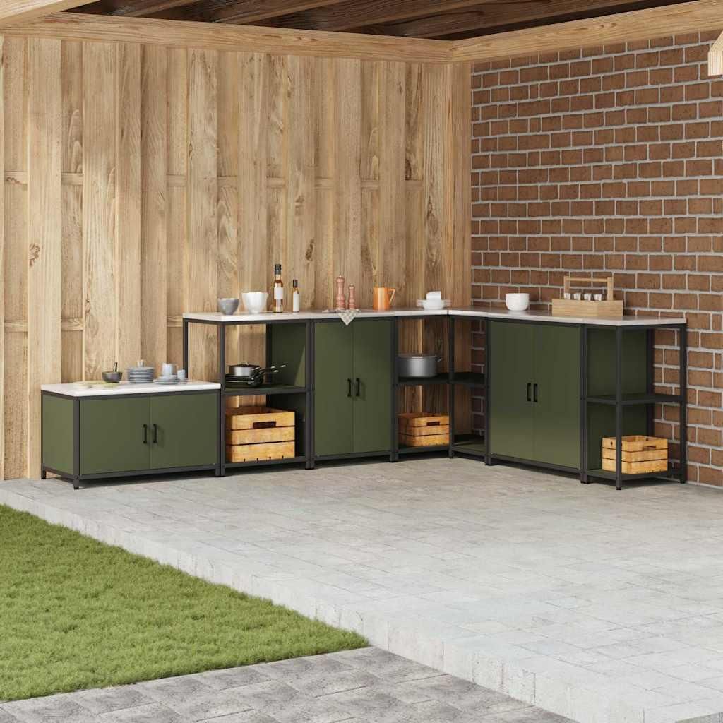 Küchenlagerregal mit Regal mit Speicher mit Tür mit Schloss Olivgrün 60 x 50 x 92 cm Stahl, Küchenschränke Design Möbel Neu