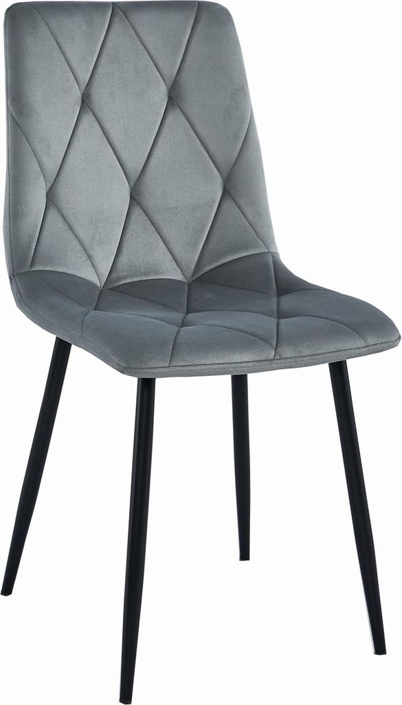 BOSA silbergrauer Samt-Polsterstuhl, Metallbeine, Maße 44x89x40 cm, für Wohnzimmer, Esszimmer, belastbar bis 110 kg