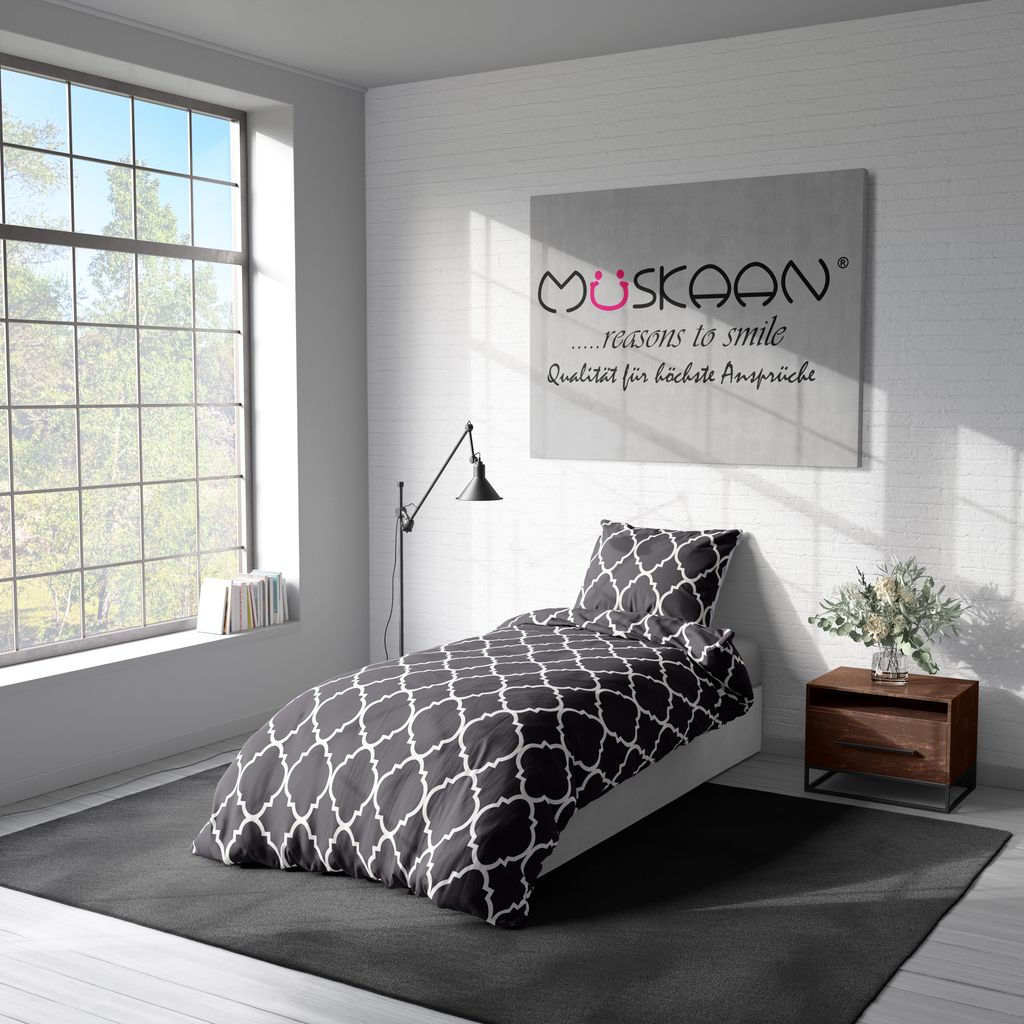 Renforcé Bettwäsche 155x220 cm + Kissenbezug 80x80 cm – Atmungsaktiv, Hautfreundlich & Pflegeleicht – 100% Baumwolle – Hochwertiges Bettbez...