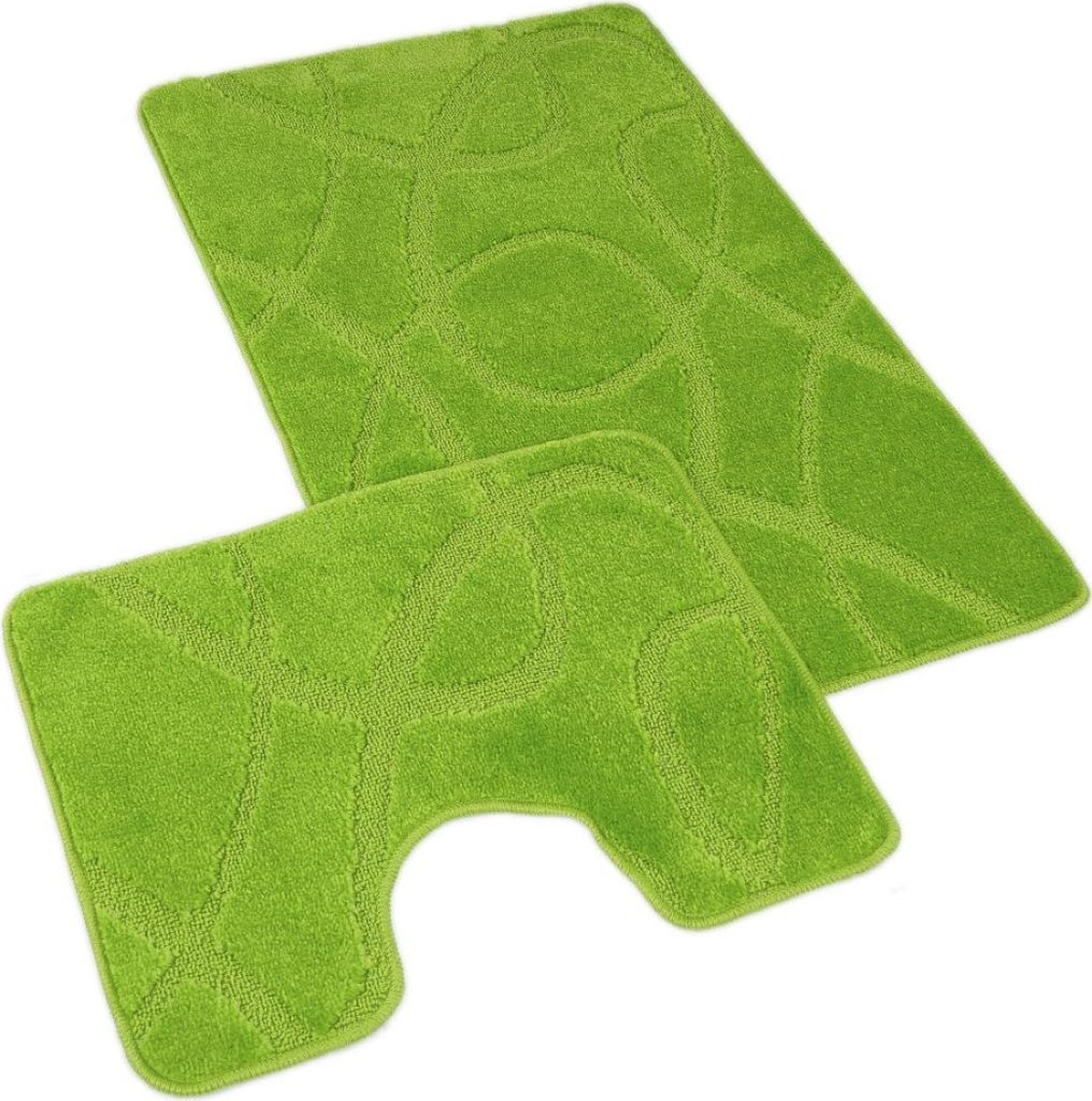 Badezimmer und Toilette Teppich Ellipsen grün