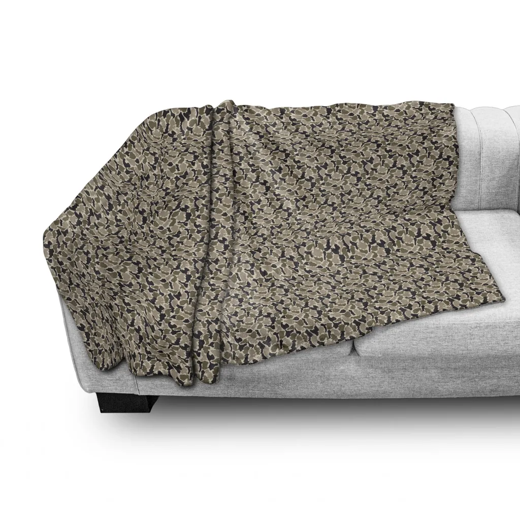 ABAKUHAUS Coperta morbida in flanella e pile, macchie nei toni della terra, morbida e confortevole per interni ed esterni, 125 x 175 cm, caldo color tortora seppia - 2